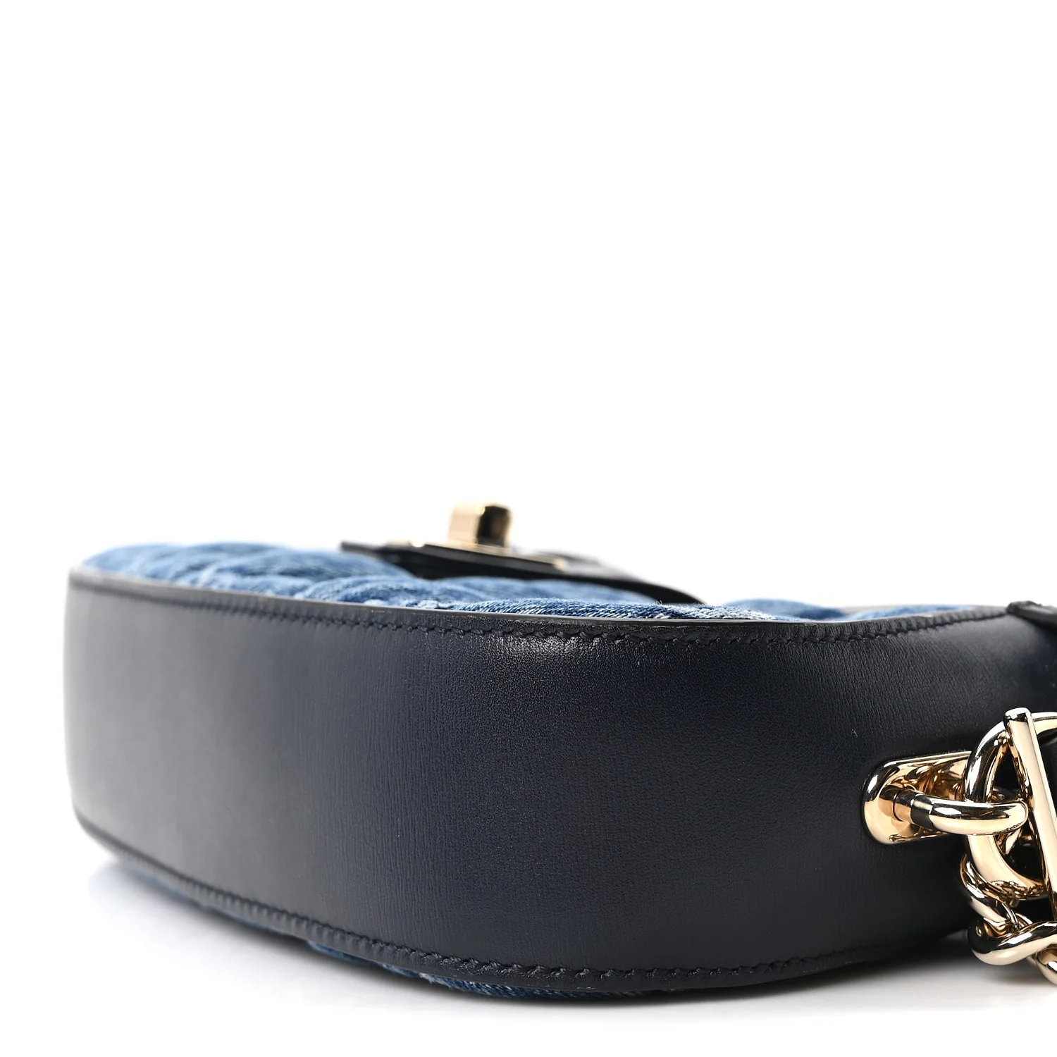 Denim GG Monogram Mini Moon Side Shoulder Bag Blue - Top Club