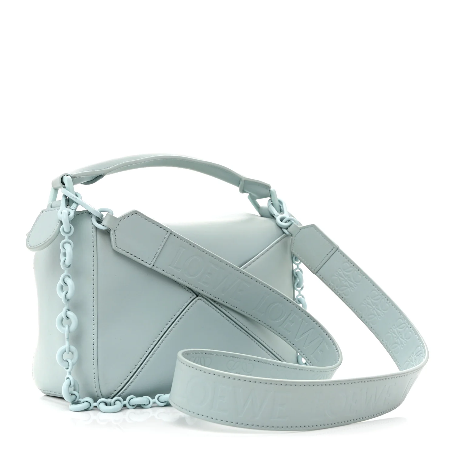 Grained Calfskin Small Puzzle Bag Aquamarine - Top Club