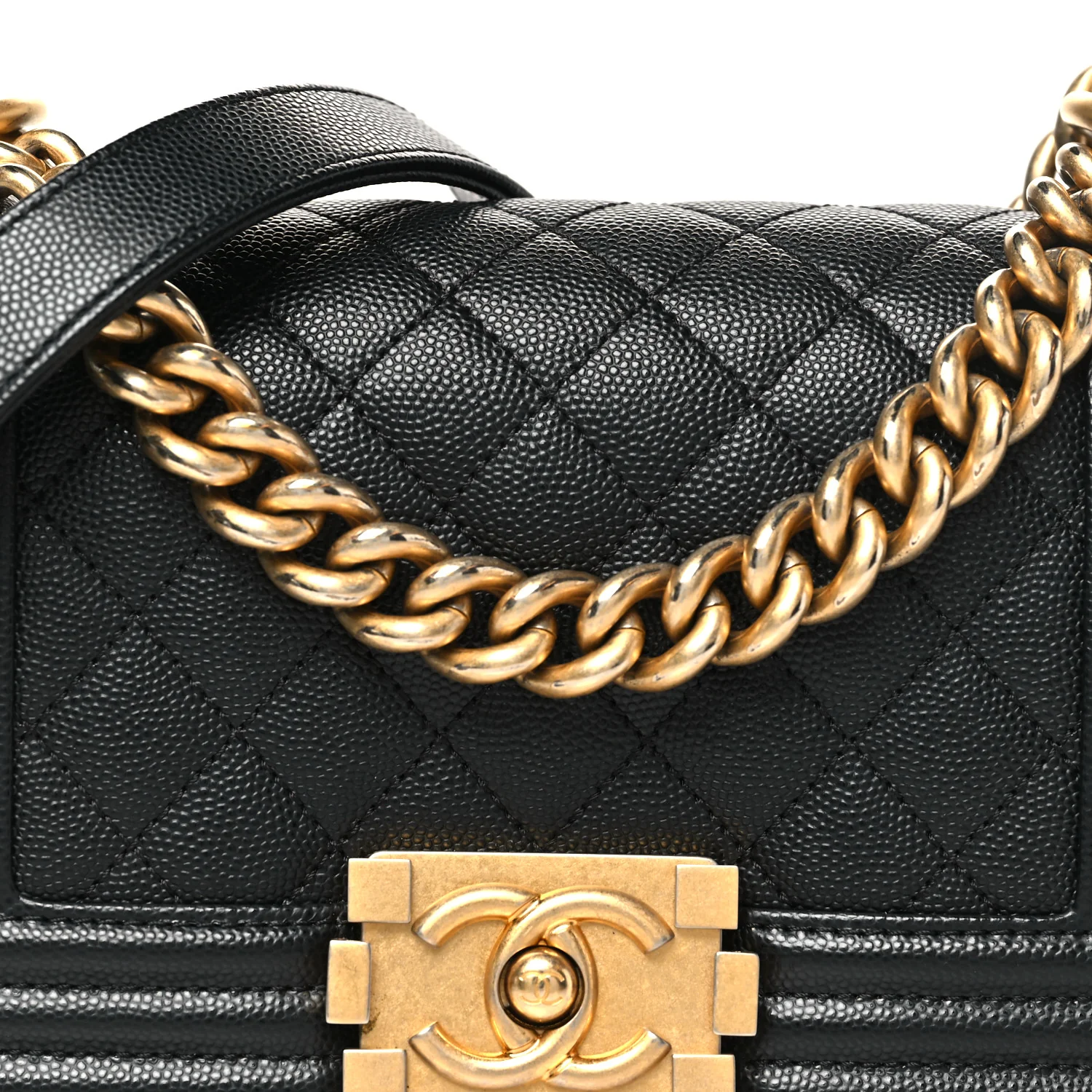 Caviar Quilted Small Boy Flap Black - Top Club