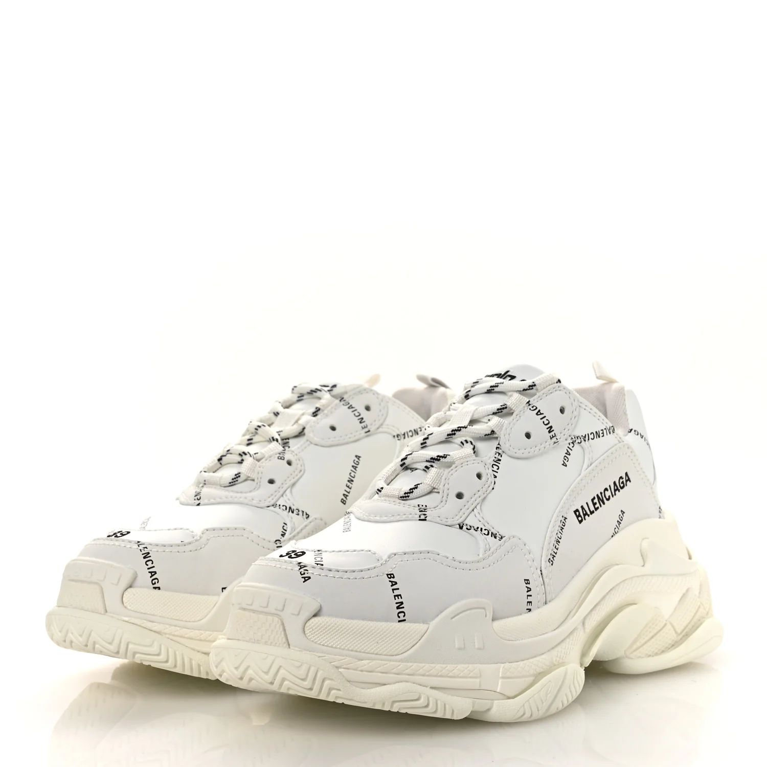 Technical Fabric Allover Logo Womens Triple S Sneakers 39 White Black - Top Club