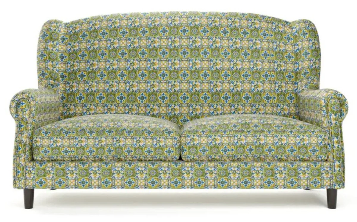 Luxury velvet sofa green / multicolored / black / brass 155 x 93 x H. 101 cm - living room sofa - hotel sofa - living room furniture - hotel furniture - luxury furniture - living room furnishings
