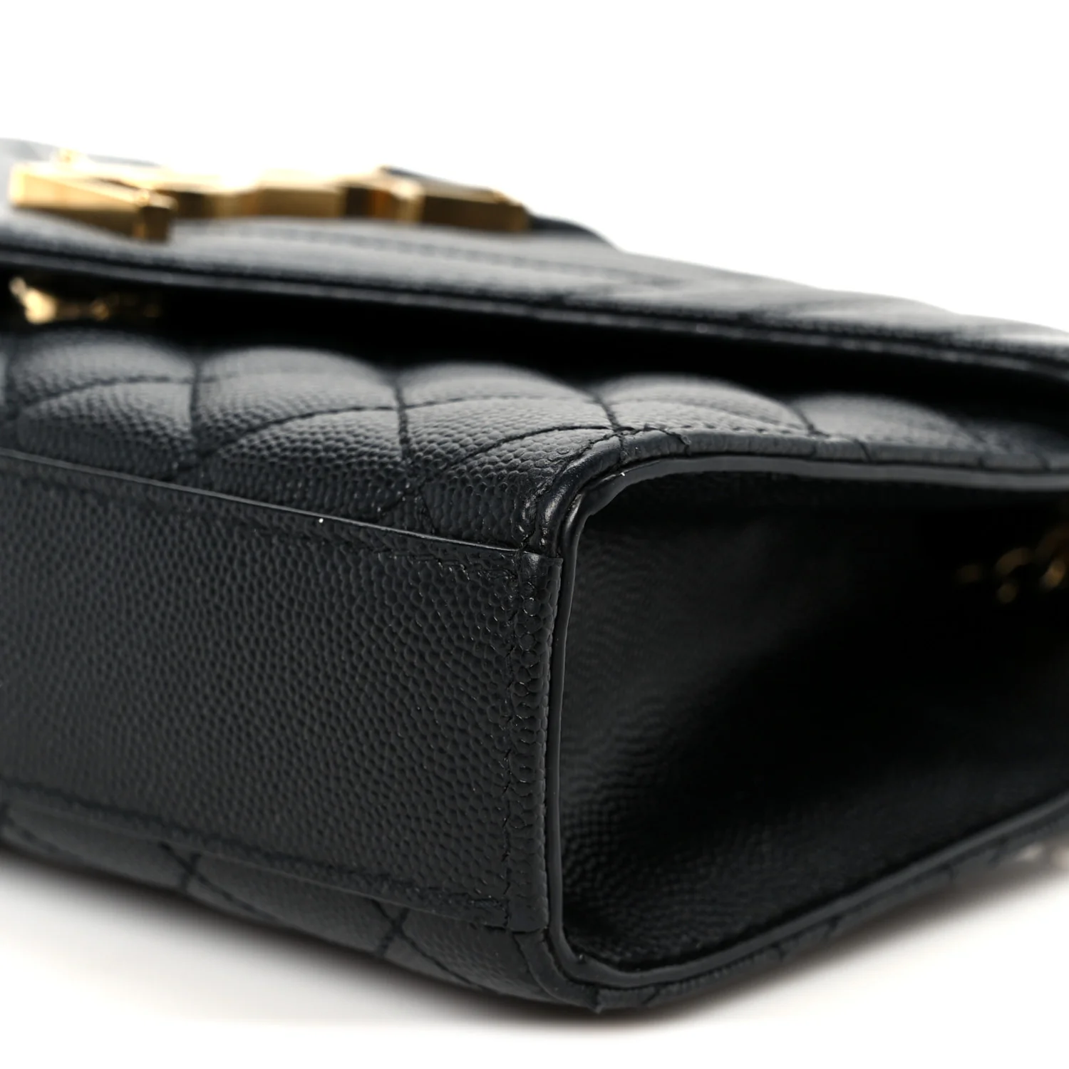 Grain De Poudre Textured Mixed Matelasse Triquilt Small Monogram Satchel Black - Top Club