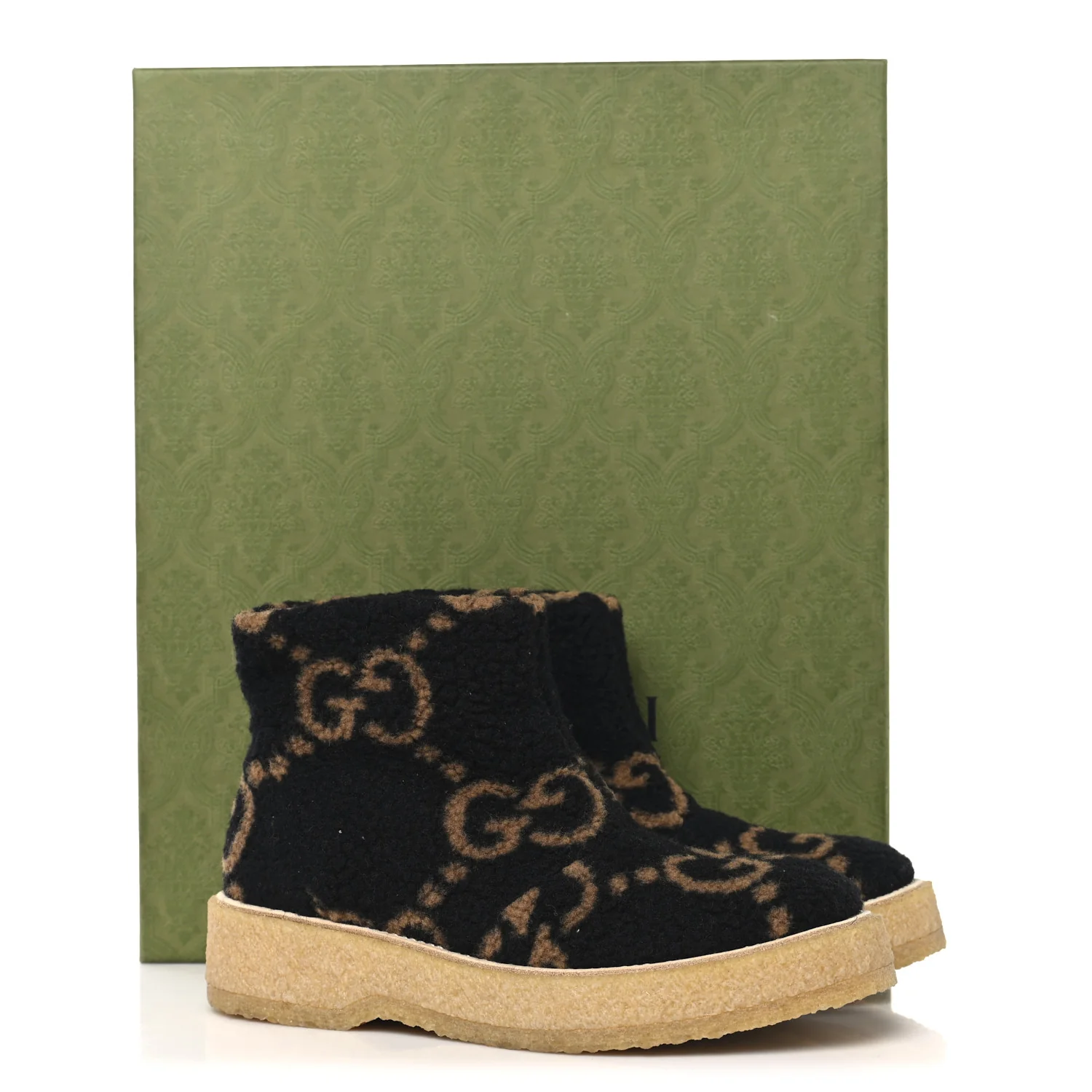 Faux Shearling Hooper GG Womens Ankle Boots 39 Black Natural Tan - Top Club