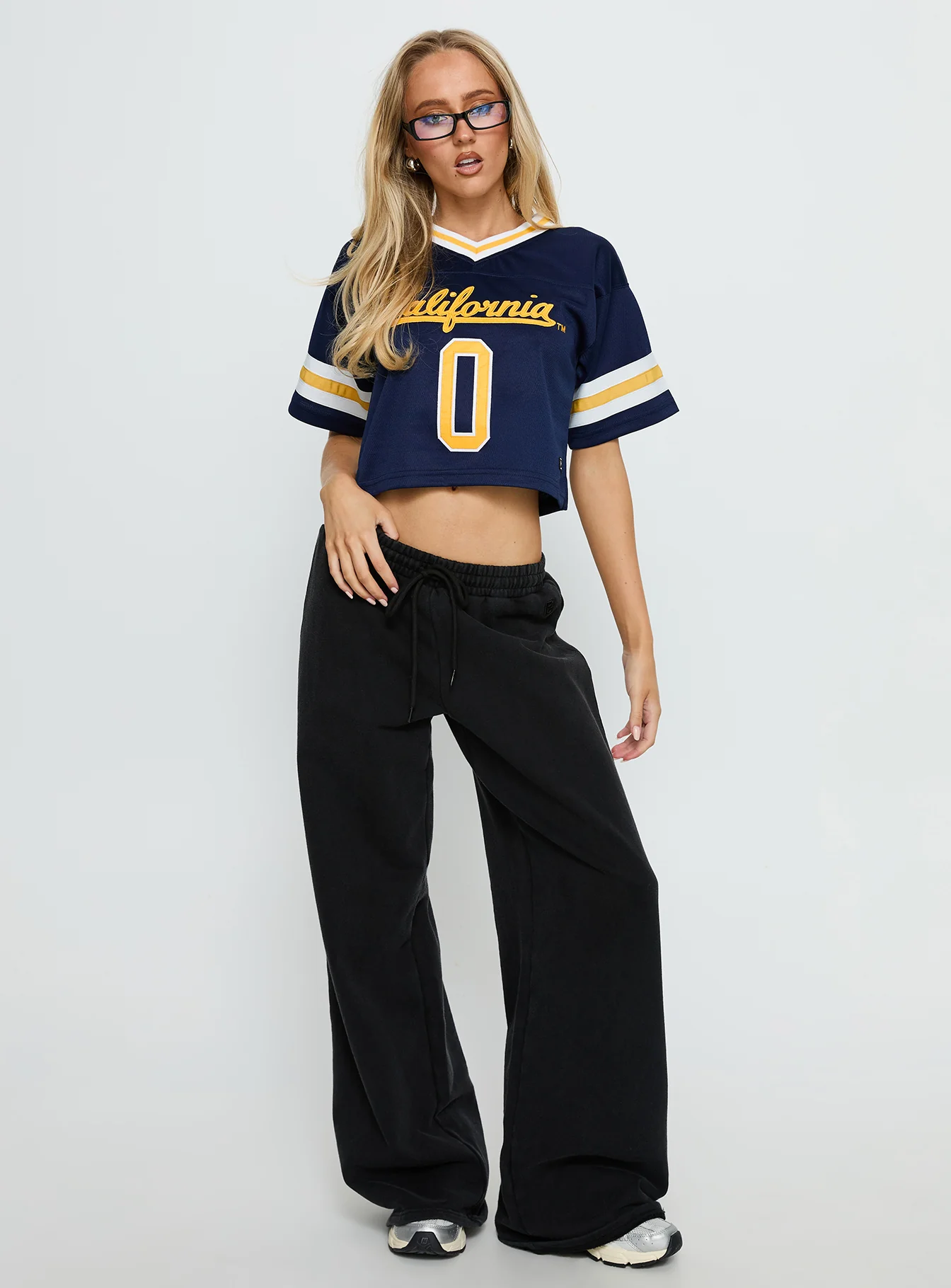 UC Berkeley Cropped Football Jersey Tee Blue