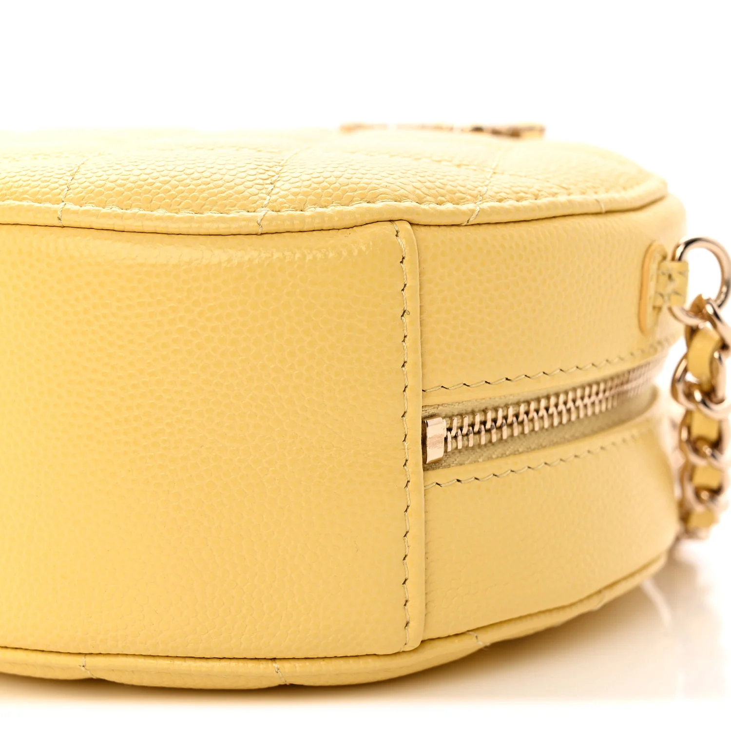 Caviar Quilted Gripoix CC Round Clutch With Chain Yellow - Top Club
