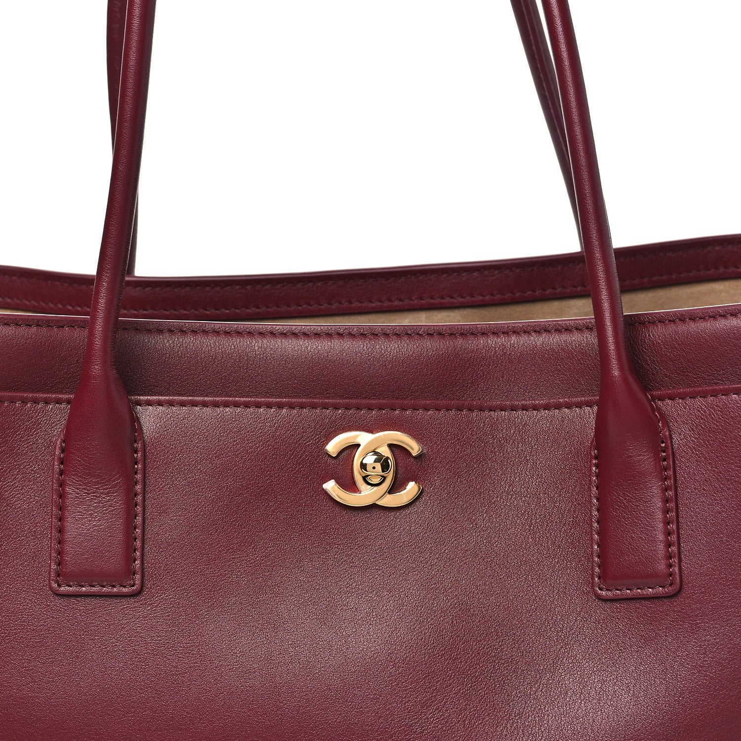 Calfskin Archetype Small Shopping Tote Dark Burgundy - Top Club