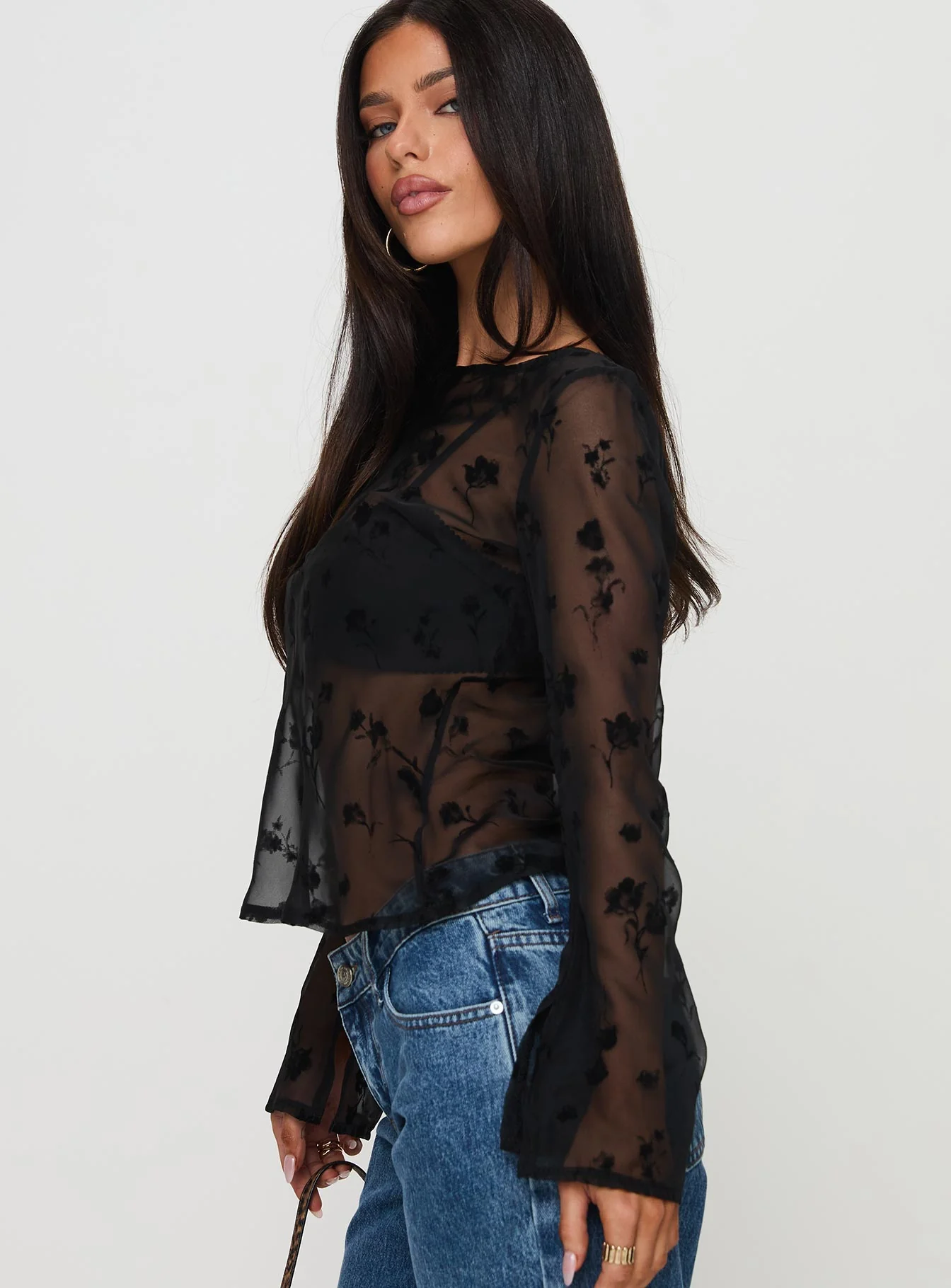 Broken Clocks Long Sleeve Top Black