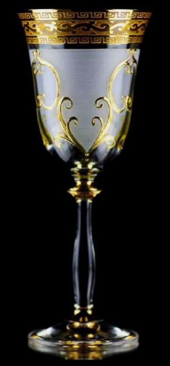 Luxury Baroque Liqueur Glass Set of 6 White / Gold Ø 5.5 x H. 17 cm - Handmade and hand-painted Liqueur Glasses - Hotel & Restaurant Accessories - Luxury Quality