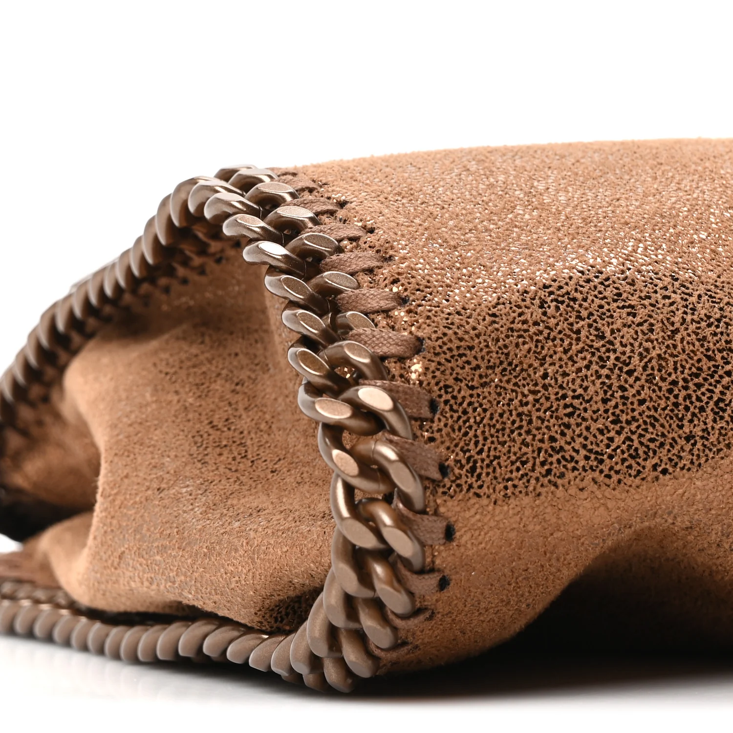Metallic Shaggy Deer Mini Falabella Fold Over Tote Bronze - Top Club