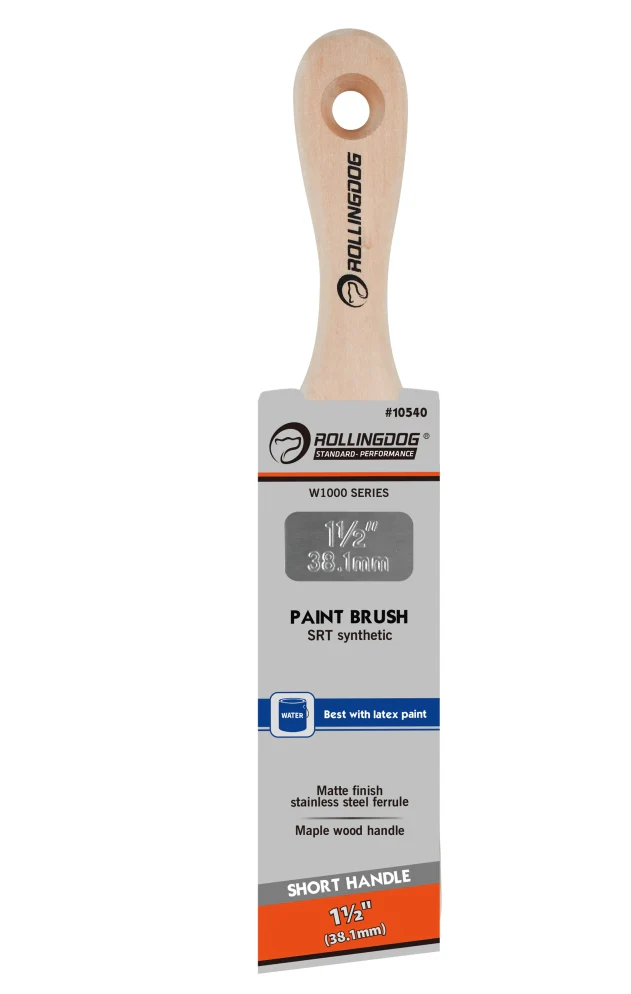 W1000 Series Short-Handle Angular Paint Brushes – SRT Synthetic Bristles with Maple Wood Handle (Multiple Sizes) - Alvarez Pro Painting LLC