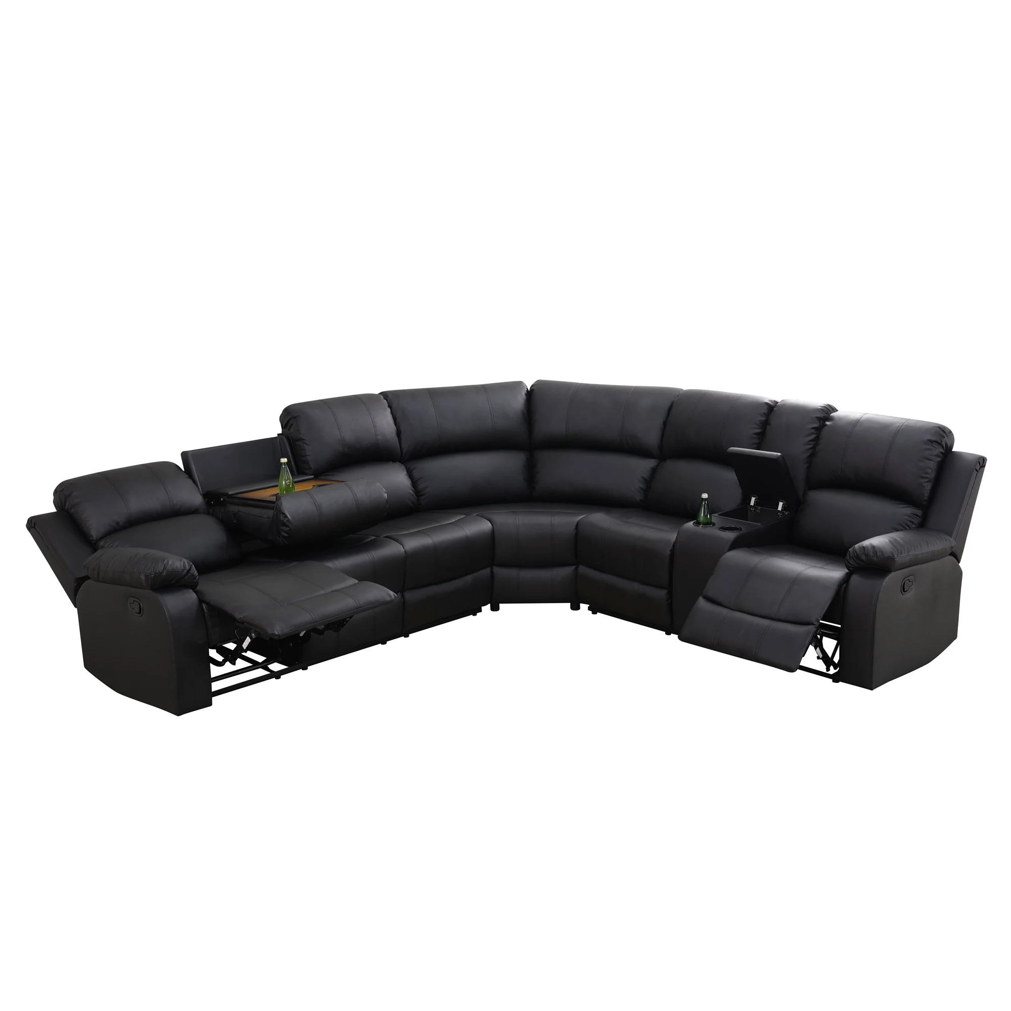 Aukfa 3 - Piece Recliner Sofa Set, 6 Seat Sectional Couch with Cup Holders&Storage Console, Gray