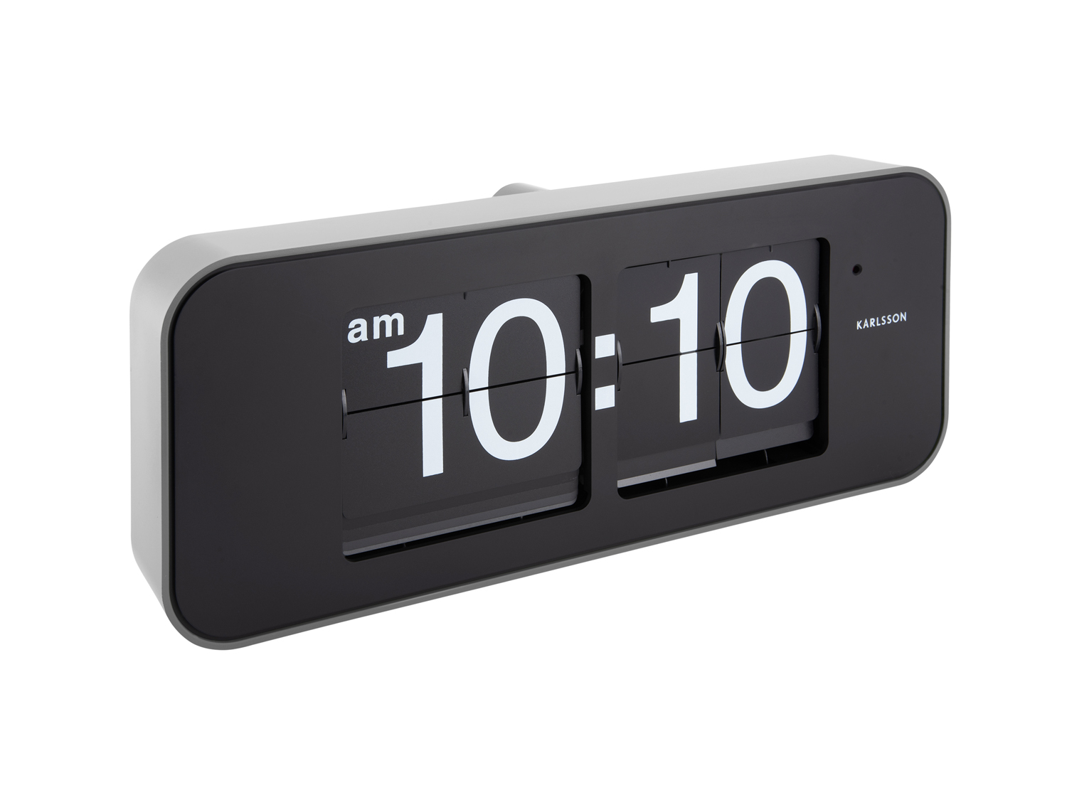 Wall clock Wide Flip silver casing, black dial