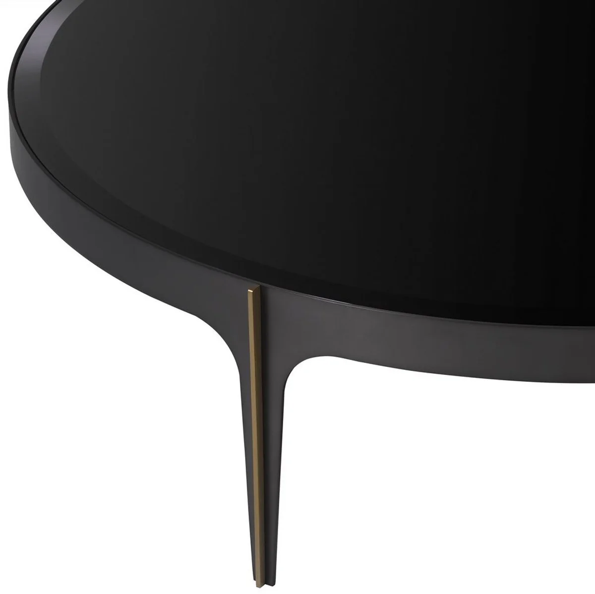 Luxury coffee table bronze / brass / black Ø 124 x H. 34.5 cm - Round stainless steel living room table with glass top - Luxury living room furniture