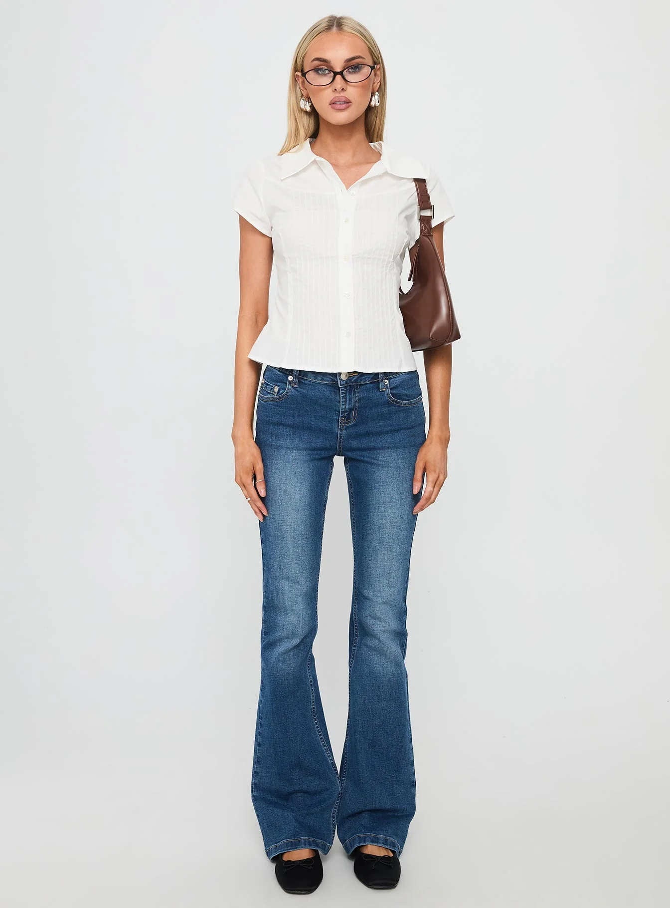 Akiyo Button Up Blouse Top White