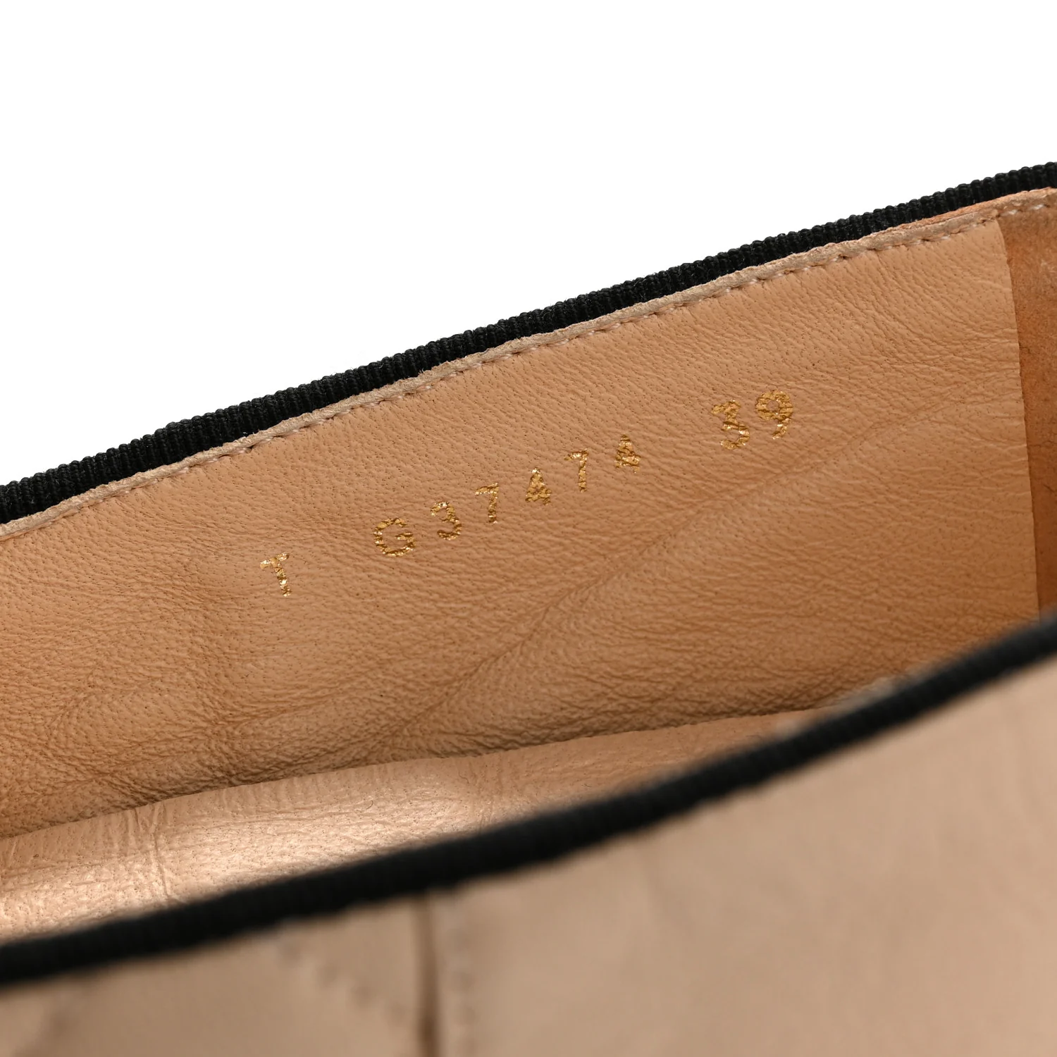 Lambskin Quilted Cap Toe Slipper With Pouch 39 Beige Black - Top Club