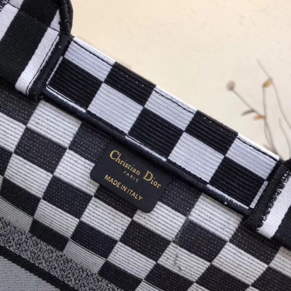 D Book Tote Bag  Checkered Canvas - Top Club