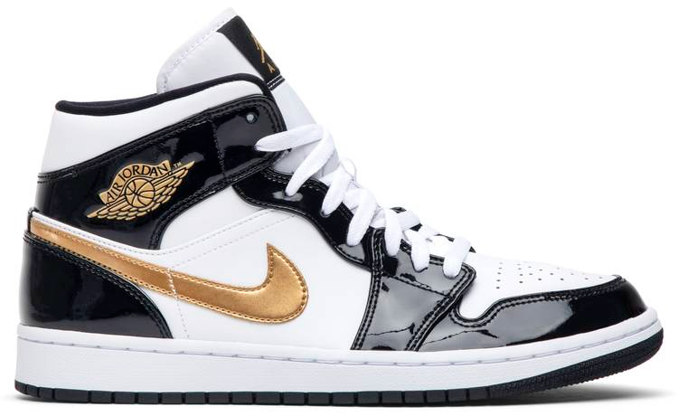 Air Jordan 1 Mid Patent  Black Gold  852542-007 - Sneaker Replica Workshop