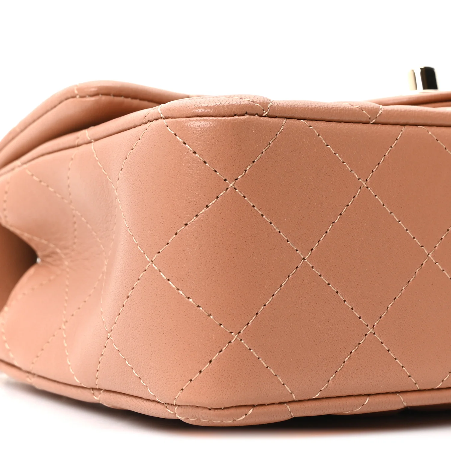 Lambskin Quilted Mini Rectangular Flap Brown - Top Club