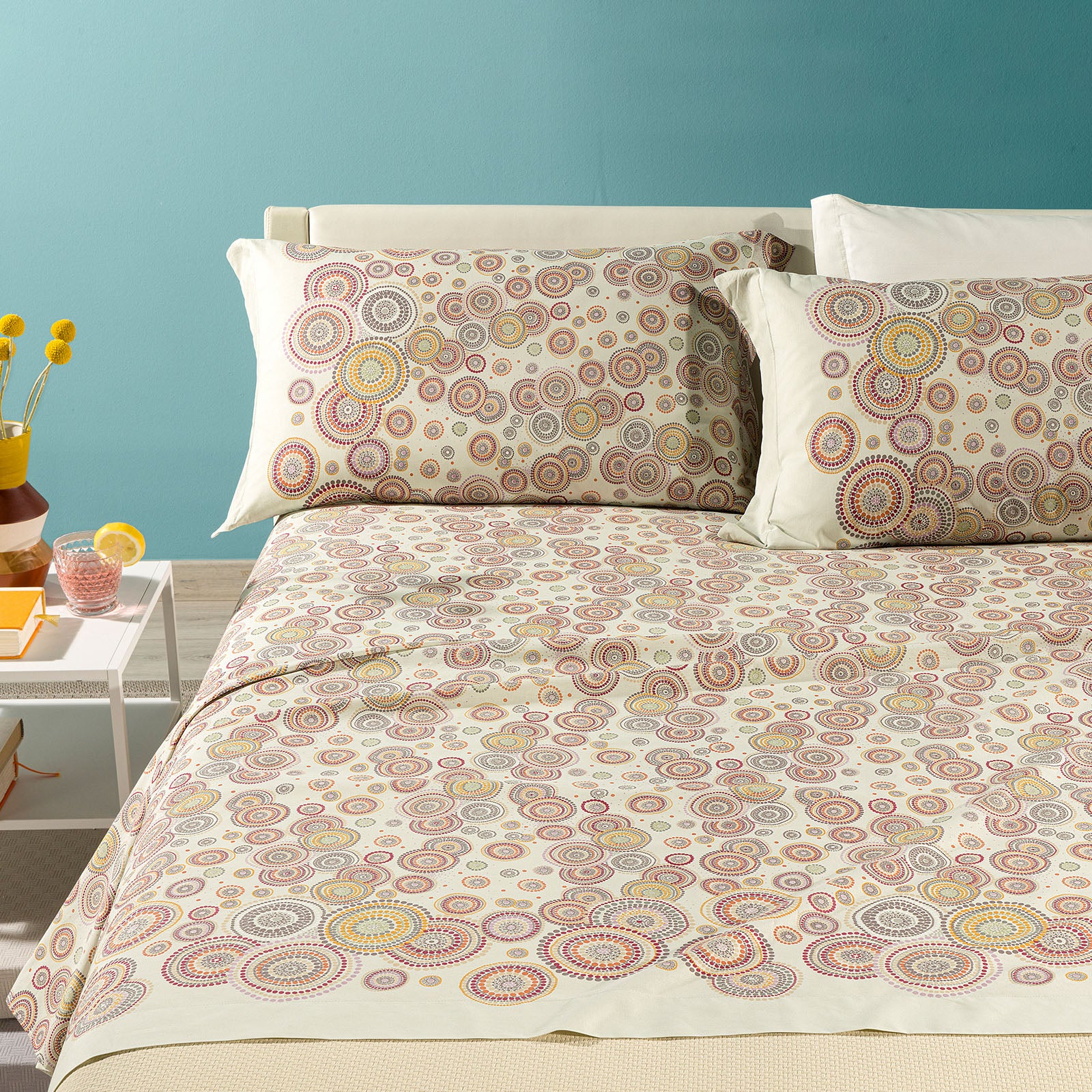 Complete cotton sheet DEA single coral caleffi