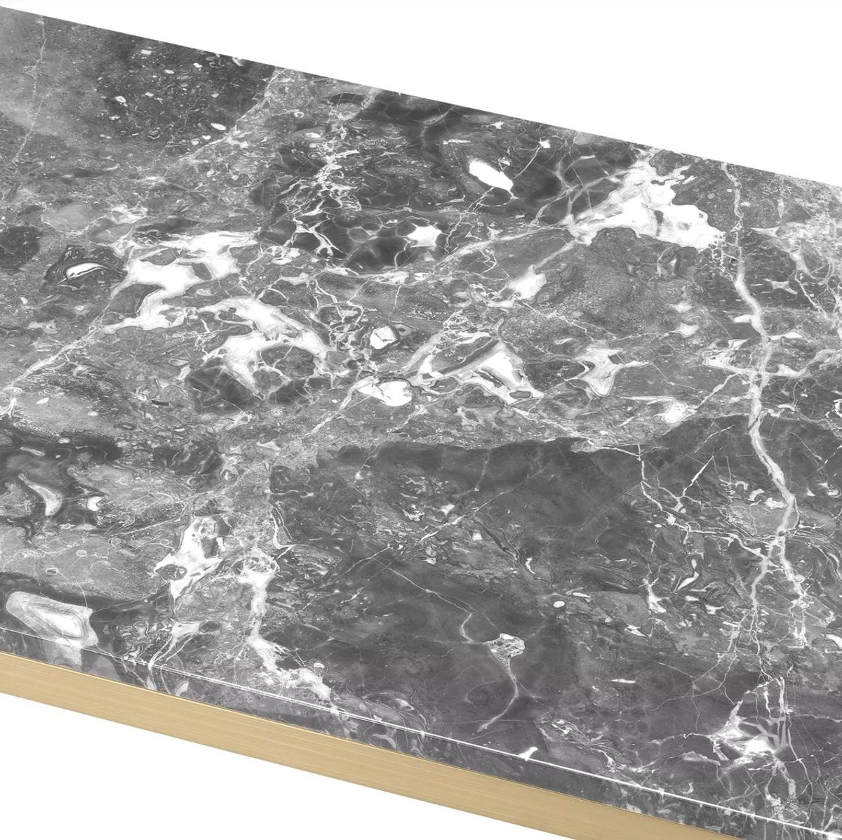Luxury coffee table brass / gray 120 x 70 x H. 47 cm - Rectangular stainless steel living room table with marble top - Living room furniture - Luxury furniture - Luxury living room furnishings