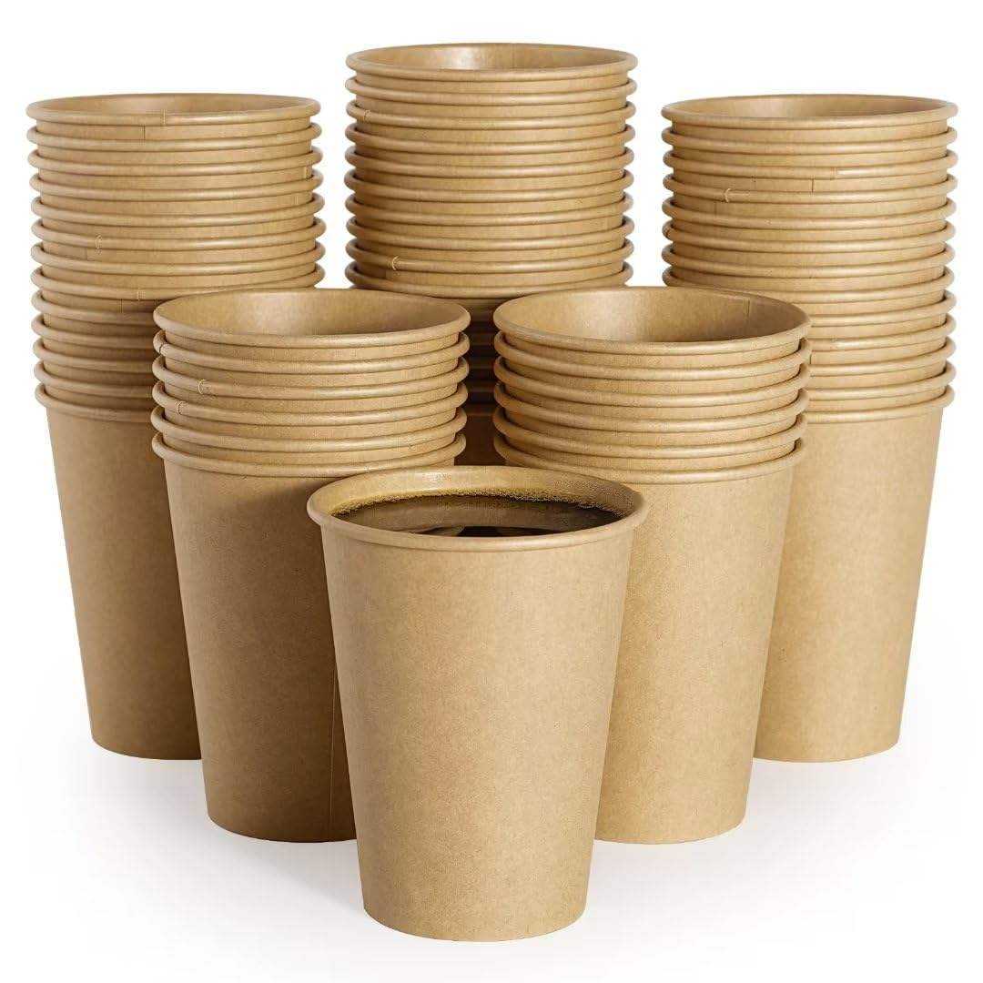 Heavy-Duty Kraft Paper Cups: Natural, Heatproof, Leak-Free – Ideal for Hot Beverages