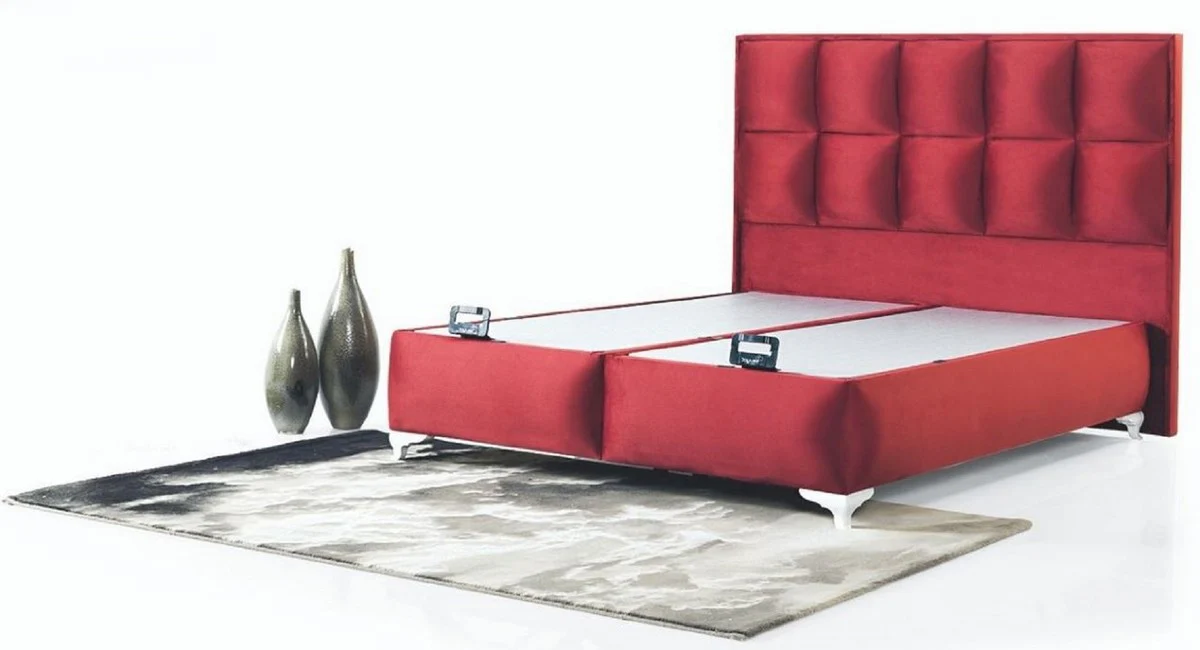 Luxury double bed Bordeaux red / white - Modern solid wood bed - Modern bedroom & hotel furniture - Luxury collection
