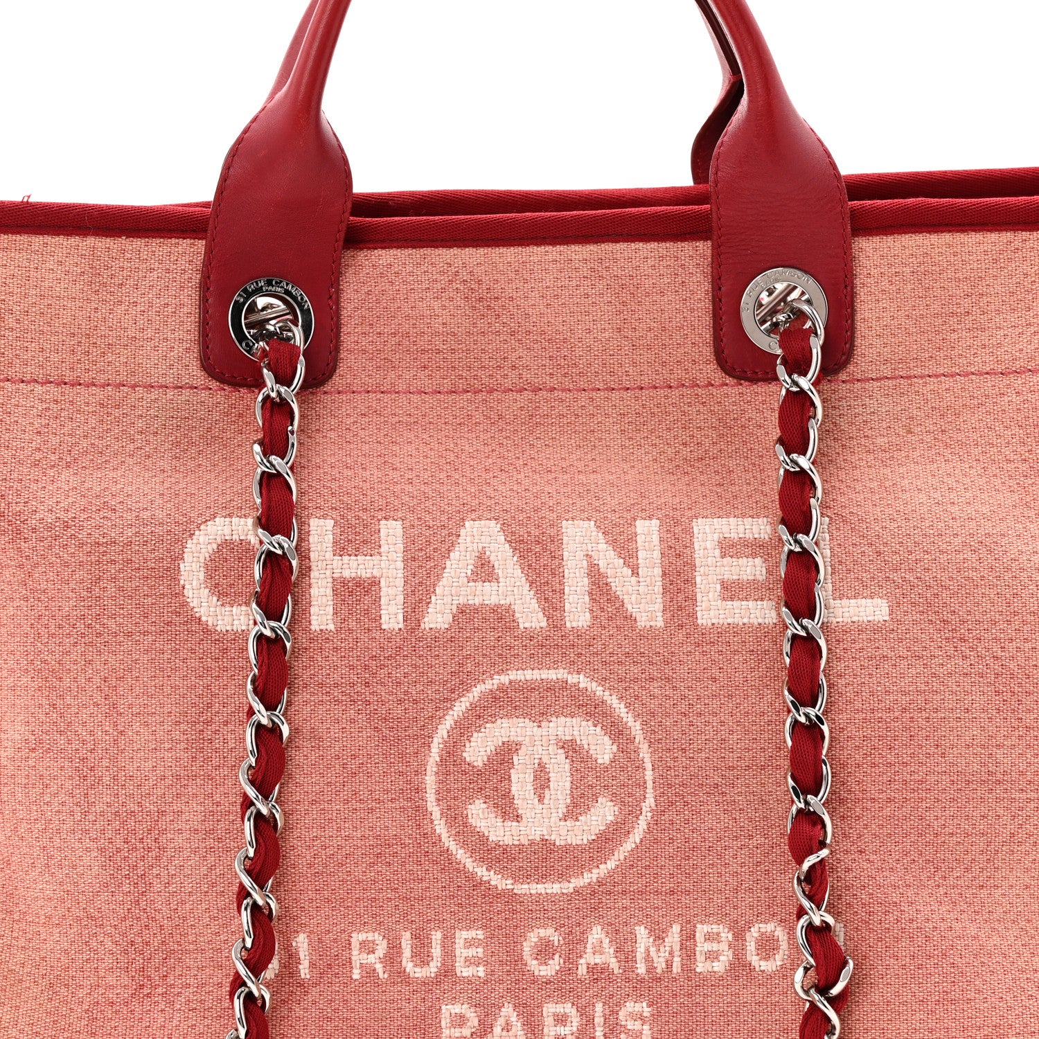 Canvas Medium Deauville Tote Red - Top Club