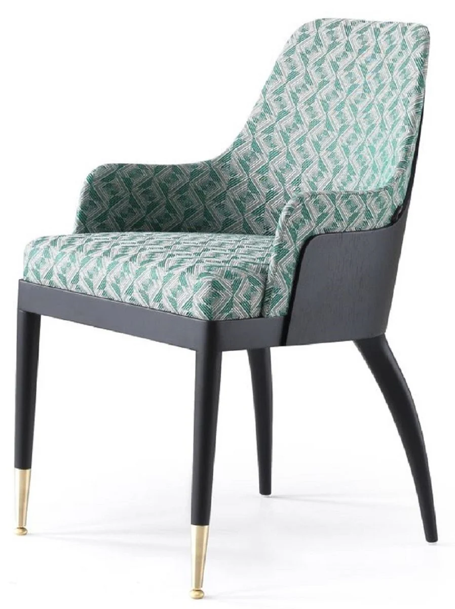 Luxury Dining Room Set Green Pattern / Black / Brass - 1 Luxury Dining Table & 8 Luxury Dining Chairs - Dining Room Furniture - Luxury Furniture - Luxury Collection
