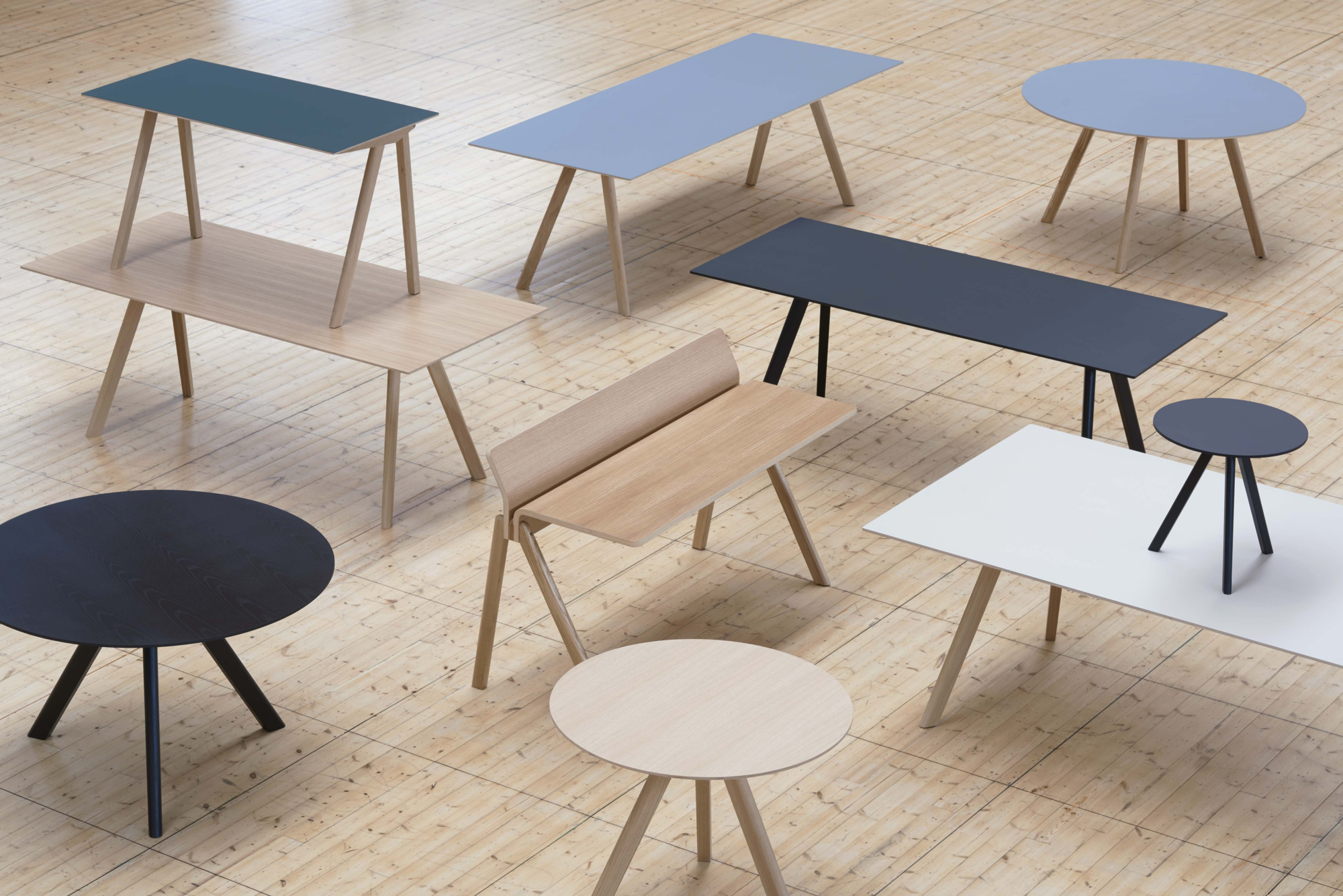 Eettafel CPH 30 200x90 mat gelakt onderstel, zwart blad