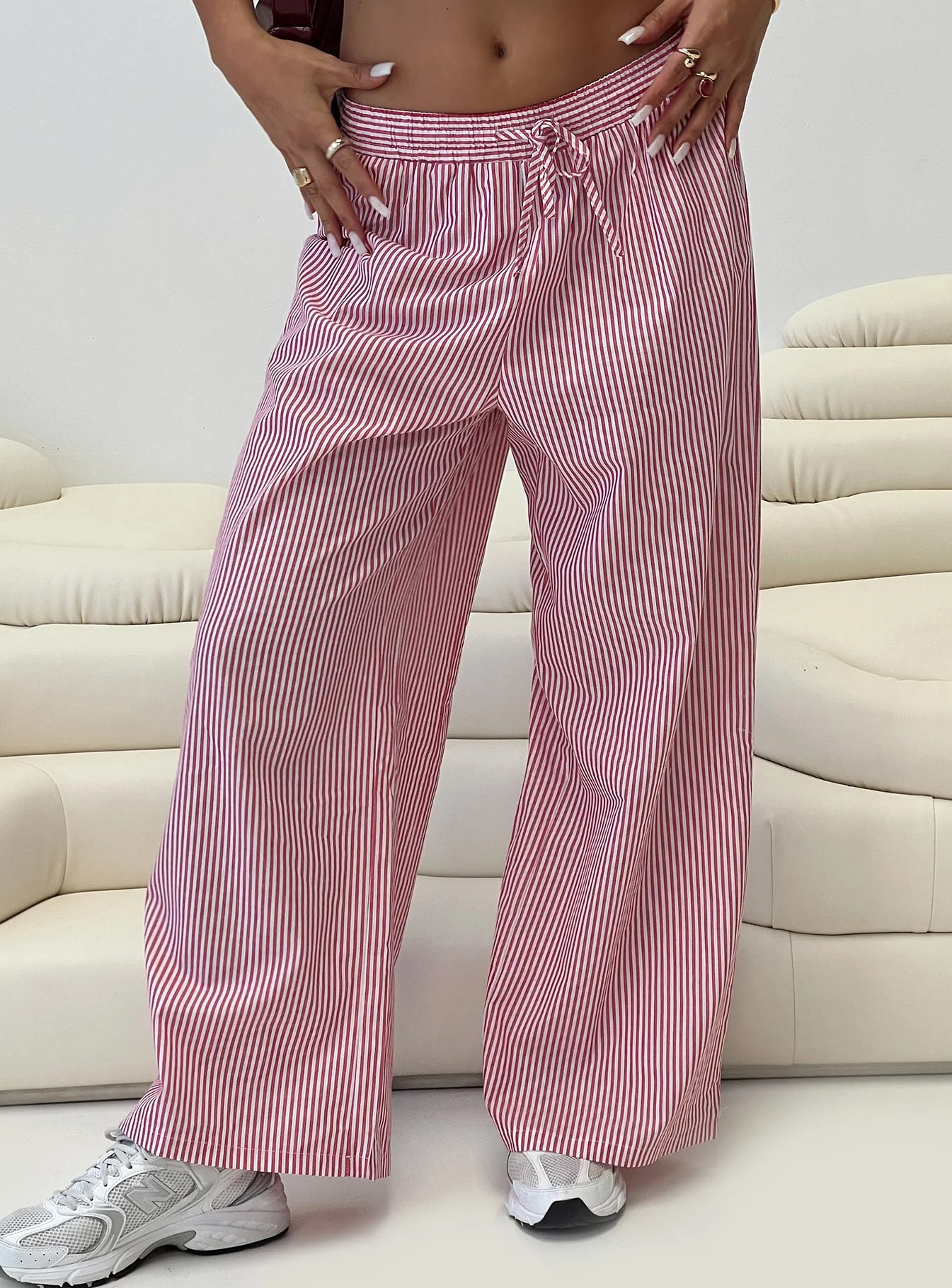 Holiday Tie Front Pants Red/White Stripe