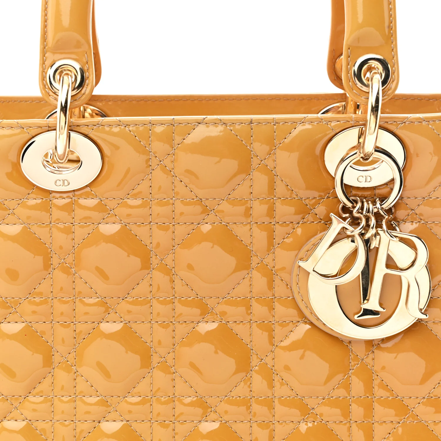 Patent Cannage Medium Lady Dior Dark Beige - Top Club