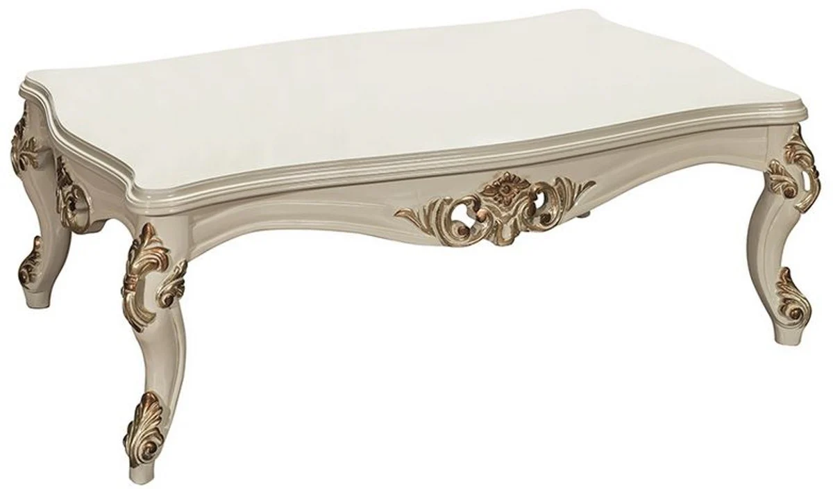 Luxury Baroque Living Room Set Gray / White / Gold - 2 Sofas & 2 Armchairs & 1 Coffee Table - Baroque Style Furniture - Noble & Magnificent