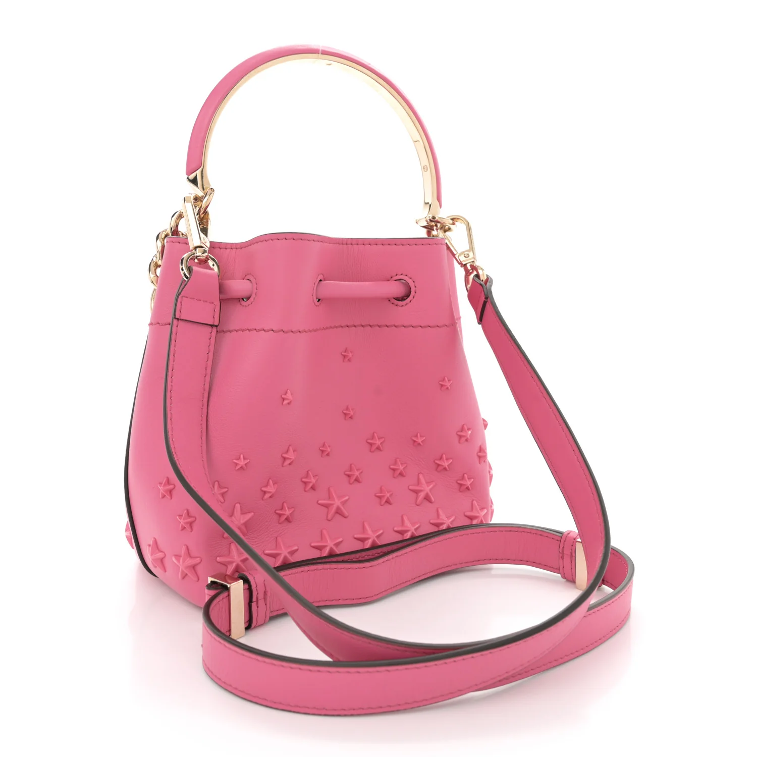 Calfskin Star Studded Bon Bon Bucket Bag Candy Pink - Top Club
