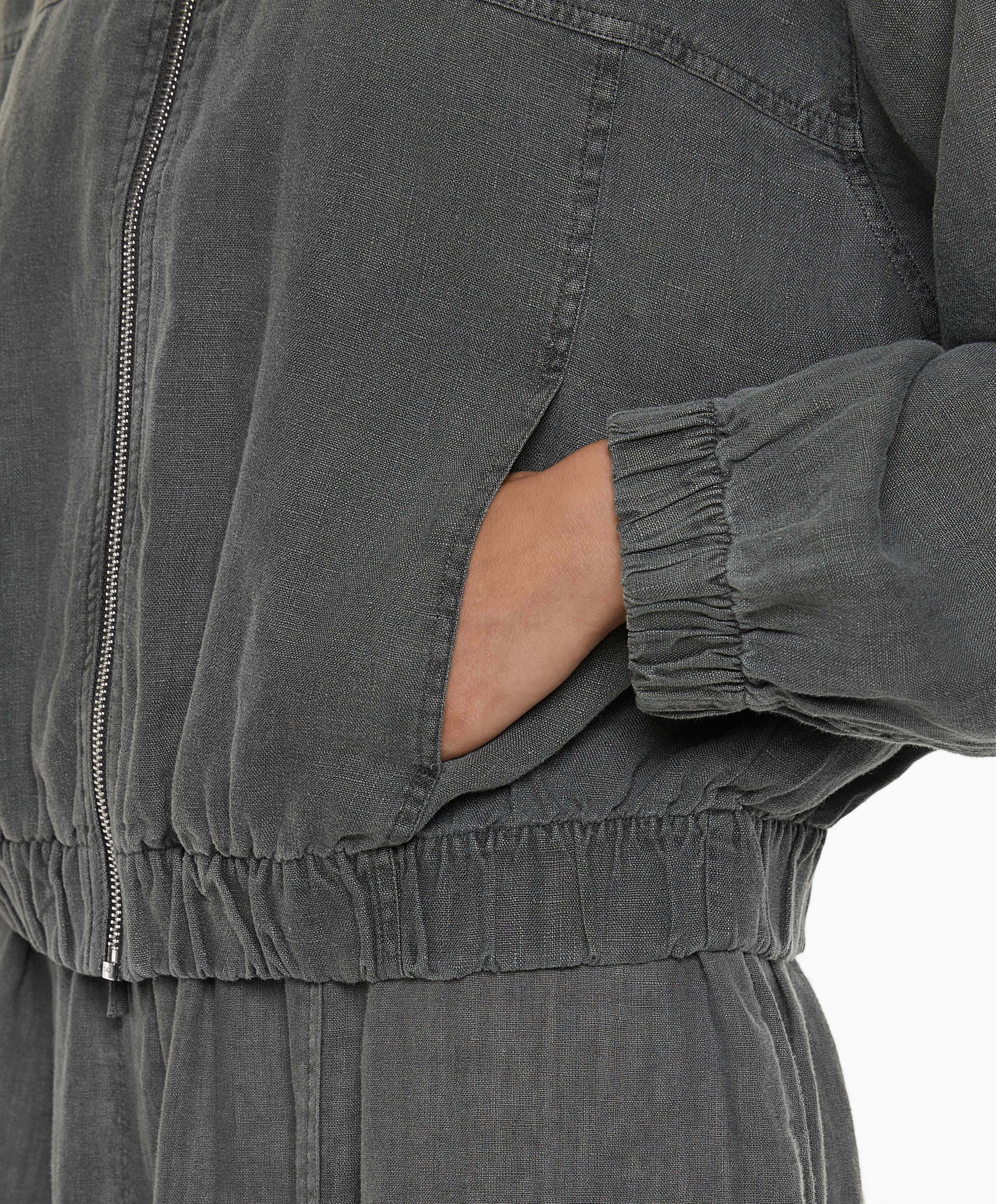 OYSHO 100% linen bomber jacket