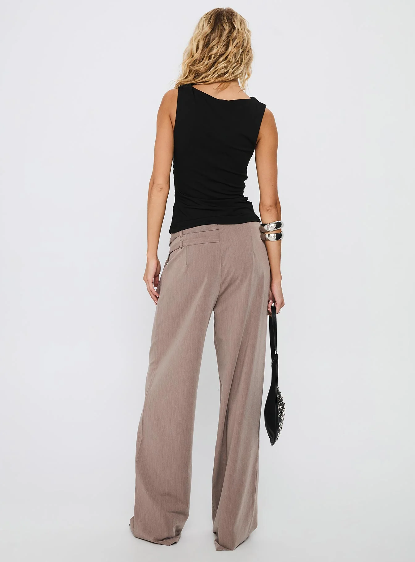 Rinah Belted Pants Brown