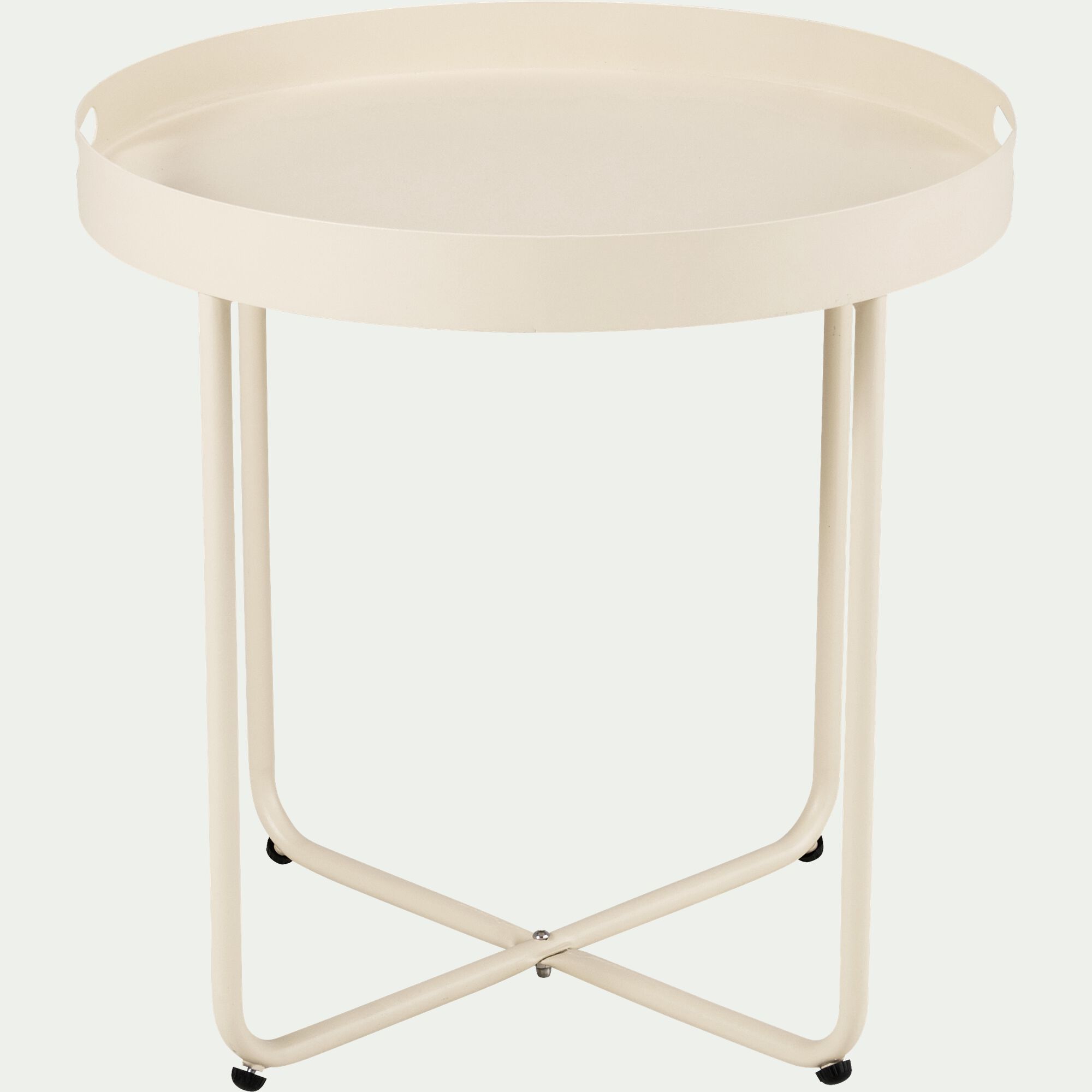 CLEMENCE - Table basse de jardin ronde en acier - beige roucas