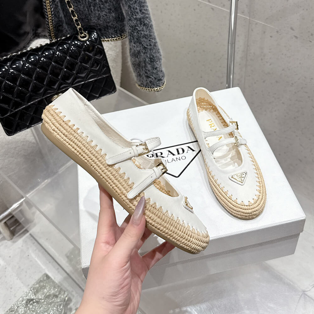 PRADA Nappa leather and raffia ballerinas - Top Club