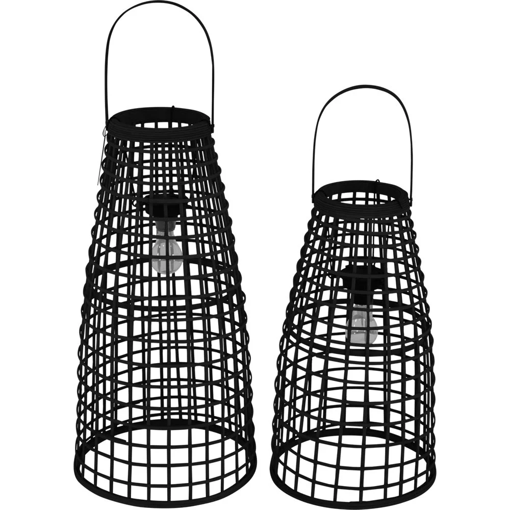 Lantaarn Anzu naturel met LED - set van 2 Lantaarn Anzu zwart met LED - set van 2