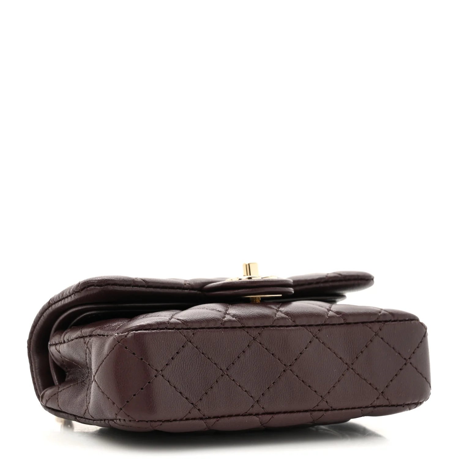 Lambskin Quilted Mini Flap Bag Charm With Hook Dark Brown - Top Club