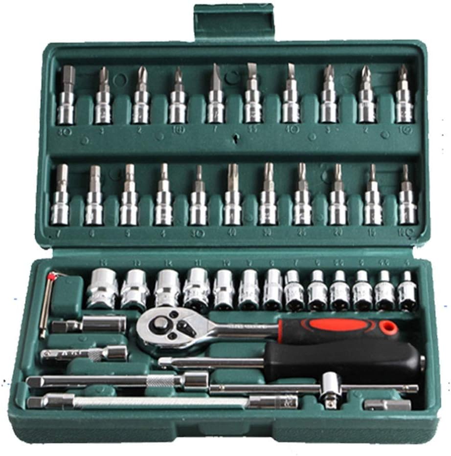 46 Pezzi Combinazione di Strumenti per Prese per Auto Riparazione Automatica Set di Chiavi Set di Chiavi Kit di Riparazione Strumenti Hardware Chiavi