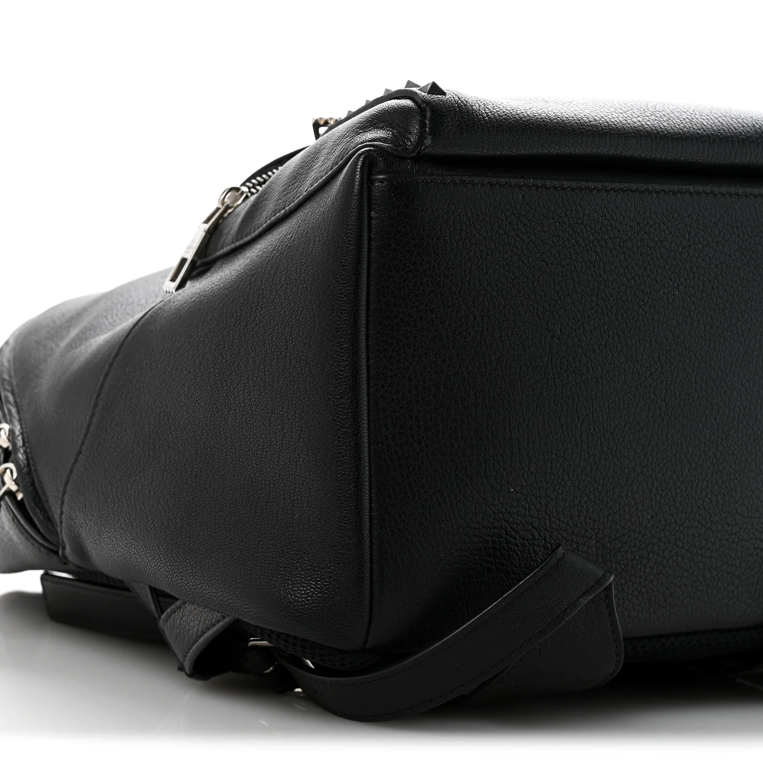 Grained Calfskin Rockstud Backpack Black - Top Club
