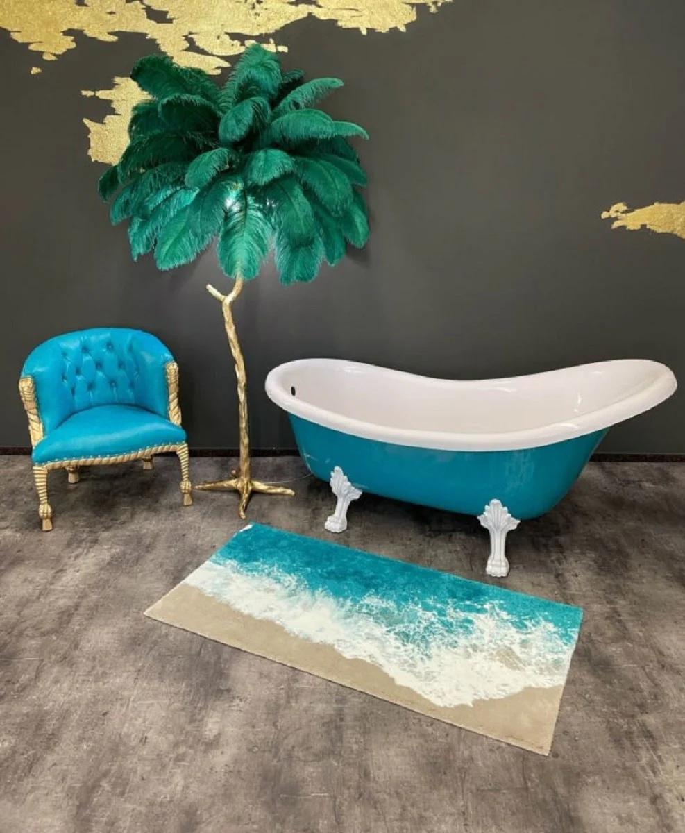 Luxury Art Nouveau bathtub turquoise / white 174 x 83 x H. 81 cm - Freestanding retro bathtub with lion feet - Retro bathroom furniture