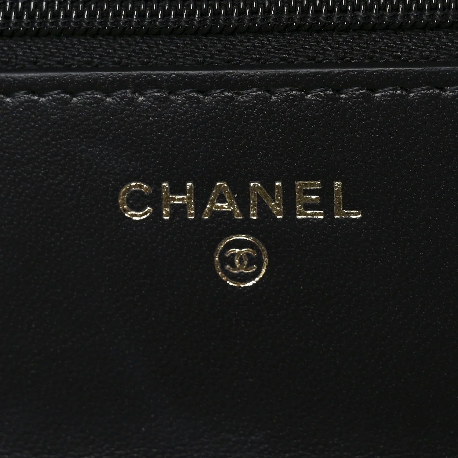 Lambskin Quilted Crystal Handle Wallet On Chain WOC Black - Top Club