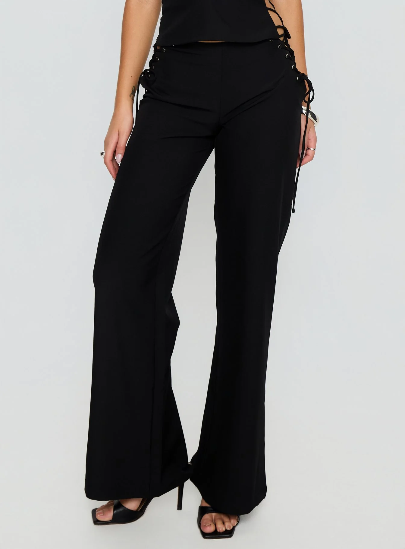 Riane Lace Up Pants Black