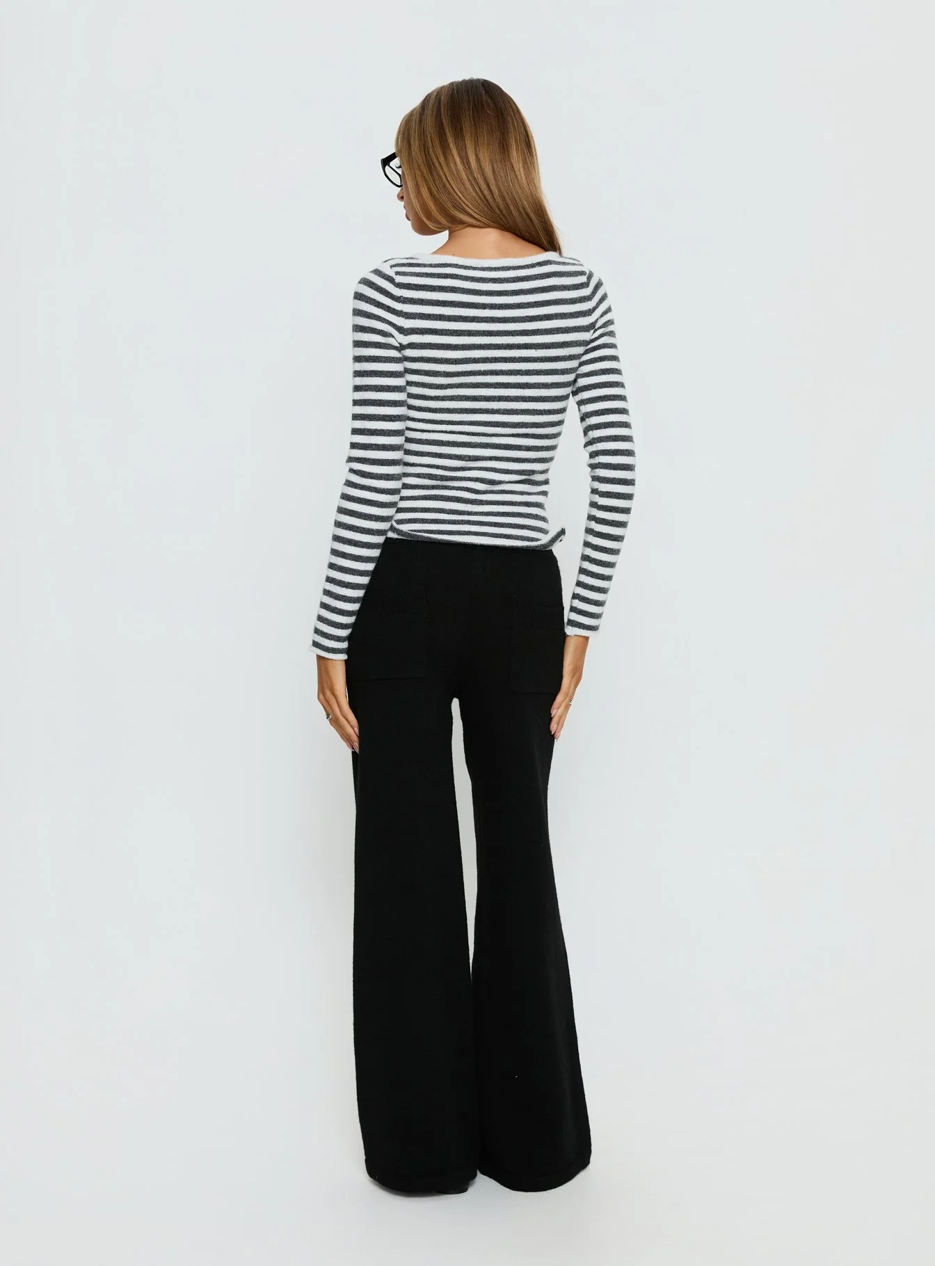Bekki Wide Leg Knit Pant Black