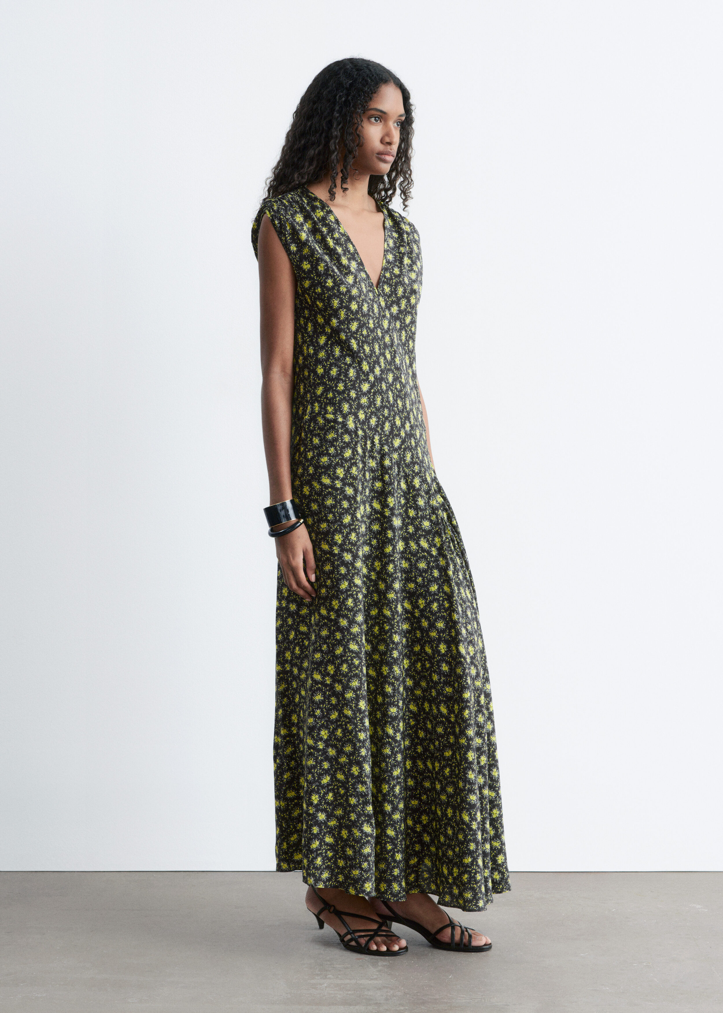 & Other Stories V-NECK SILK MAXI DRESS