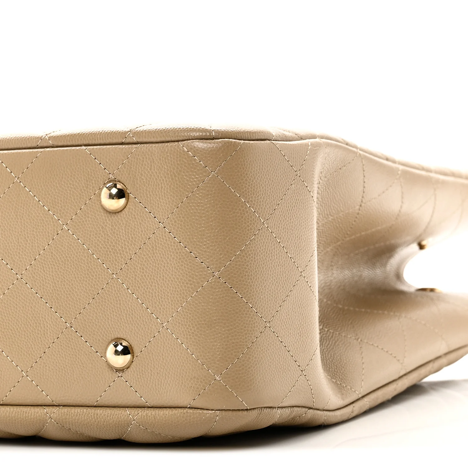 Caviar Quilted Large Shopping Tote Dark Beige - Top Club