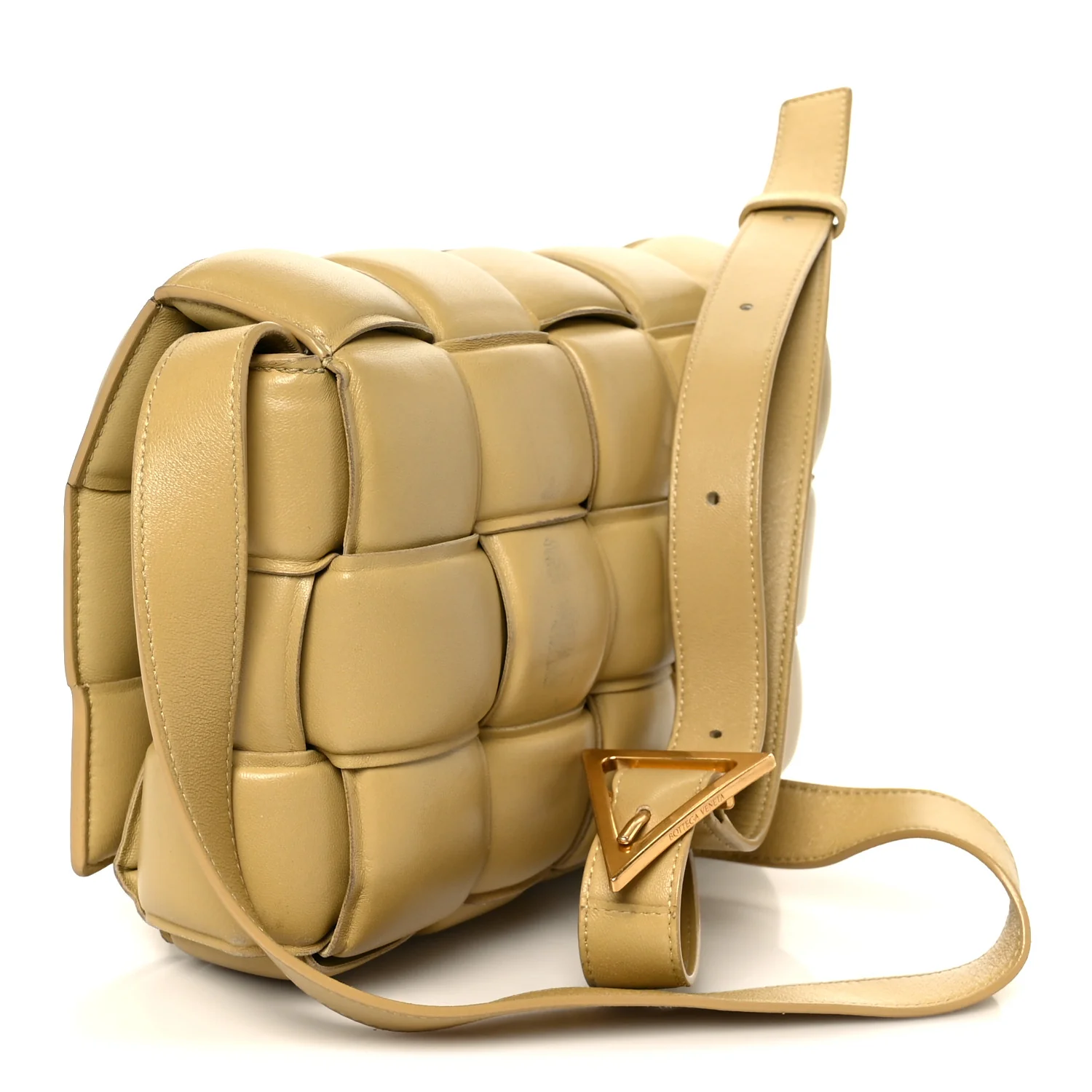 Nappa Maxi Intreccio Padded Cassette Crossbody Bag Tapioca - Top Club