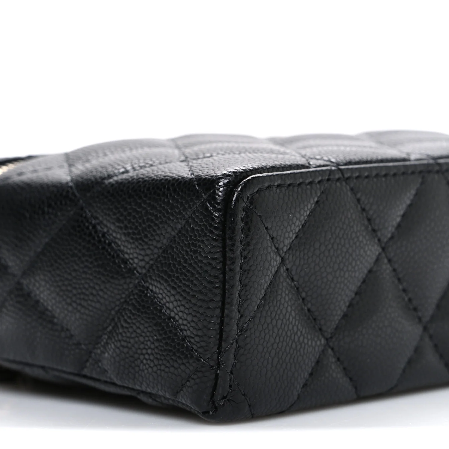 Caviar Quilted Top Handle Slim Vanity With Chain Black - Top Club
