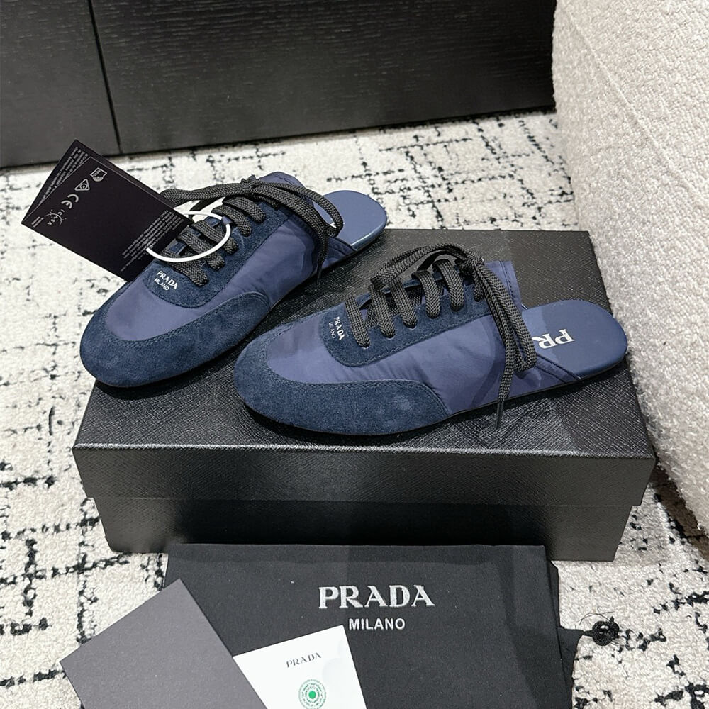 PRADA Collapse Re-Nylon and suede mules - Top Club